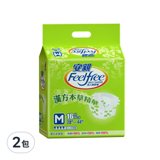 Feelfree 安親 漢方本草成人紙尿褲 M 16片, 28-44吋, 可調整腰圍, 超導流紋, 柔軟表層, 尿濕顯示, M 腰圍28~44吋, 2包