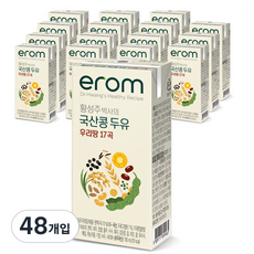 이롬 황성주 국산콩 두유 우리땅 17곡, 190ml, 48개