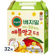 베지밀 과일이 꼭꼭 씹히는 애플망고 두유 16팩, 190ml, 32개