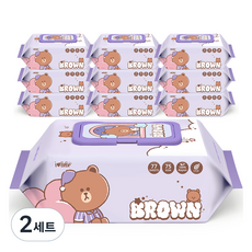 아이러브베베 라인프렌즈 드림브라운 물티슈 캡형 10p + 휴대용 물티슈 랜덤발송 2p 세트, 75g, 2세트