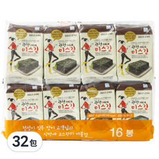 Hanadamfood 金小姐 廣川傳統海苔 Set 16包, 低熱量解嘴饞好選擇, 4g, 32包