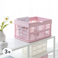 마켓비 KONTINO 폴딩바스켓 33L, 원톤핑크, 3개