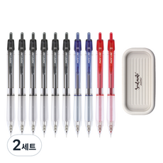 자바펜 나노라인 펜 0.3mm 검정 8p + 파랑 2p + 빨강 2p + 펜트레이 세트, 블랙(펜트레이), 2세트