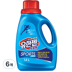 유한젠 스포츠 산소계 표백제 액상 용기형, 6개, 1.4L