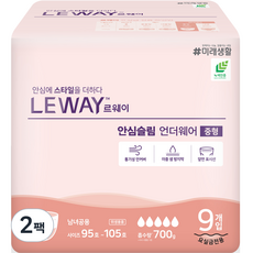 미래생활 르웨이 남녀공용 안심슬림 언더웨어 성인기저귀, 중형, 9개입, 2개