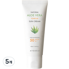 아요델 알로에베라 미백톤업 3중기능성 선크림 SPF50+ PA+++, 5개, 100ml