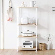 ROOM&HOME Smart 組合式收納架, 4層廚房收納架 橡木白色, 598x395x1316 毫米, 4層, 598 x 395 x 1316mm