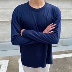 머시따 면 기본 라운드 긴팔 티셔츠