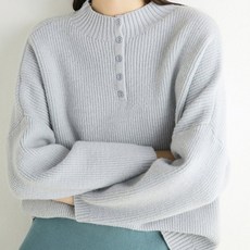 솔레일 여성용 반오픈 루즈핏 풀오버 아노락 겨울니트