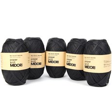YEONIL Midori 紙製編織線套裝, 215 黑色, 78公分, 5入, 5捲