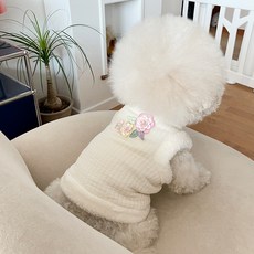 바이담수미 반려동물 꽃 브로치 털 배자 옷, 민무늬