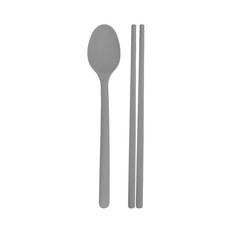 SiliPot 矽膠餐具組, 灰色湯匙+筷子, 韓國製造, 灰色, 湯匙+筷子, 1組