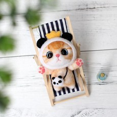 펫돌 양양이 니들펠트 인형 DIY 세트, 판다 고양이, 1세트