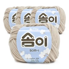 쎄비 솜이 패브릭얀 뜨개실 65g x 4p, 회베이지, 4개