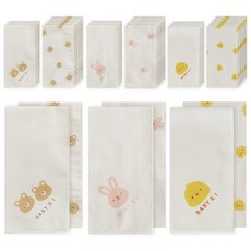 베이비앤아이 유아용 순면 손수건 패턴 3종 x 6p + 포인트 3종 x 4p 세트