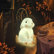 땡스상점 토끼 무드등 + 선물 포장백, 화이트(등), 투명(백)