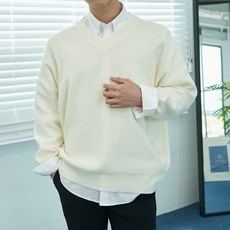 언탭트 남성용 M~2XL 6컬러 V브이넥 오버핏 니트