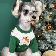 MING 반려동물 크리스마스 루돌프 니트티, 그린