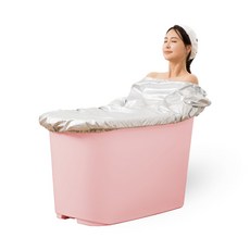 씨에스리빙 퓨어 버블 바스 반신욕조 대형 + 사우나 커버 세트, 핑크, 1세트
