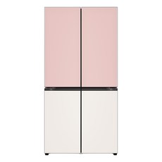 LG전자 디오스 오브제컬렉션 4도어 냉장고 870L 방문설치, 글라스 핑크(상) + 베이지(하), H873GPB012
