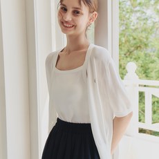 ZERO STREET 女款簡約短袖開襟衫+背心組