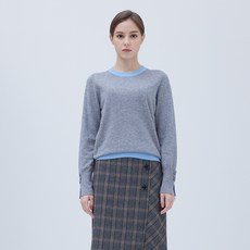 EnC 여성용 컬러 배색 니트티 ENKT04C02V