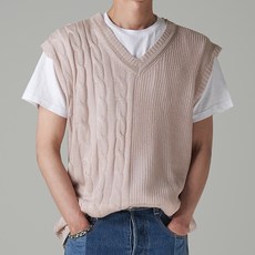 하이후 남성용 반반 니트조끼 + 반팔티 세트