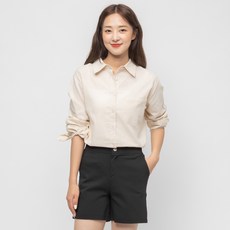 CARET 女款亞麻襯衫, F, 淺米色