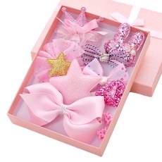 Dresshouse 粉色系髮夾 10入組, 多款式兒童髮夾, 硬盒包裝設計, 約2~7cm(髮夾3~5cm), 款式隨機