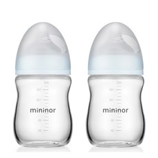 미니노르 스마트 유리 젖병 160ml 트윈팩, 1단계(0~3개월), 투명