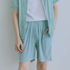 오프아워 커플용 미니체크 커플 잠옷 5부 바지 2p