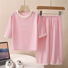 兒童款Hello 7分夏季居家服上衣+下衣套裝