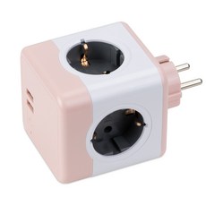 Power Cube V2 Multi-tap 4-prong USB Extended, 3m, 粉紅色, 1個
