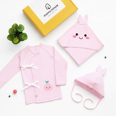 맘스네이처 오가닉 신생아 출산 선물 배냇저고리 + 속싸개 + 모자 세트