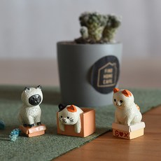 居家咖啡廳迷你裝飾道具 3種組, 盒貓