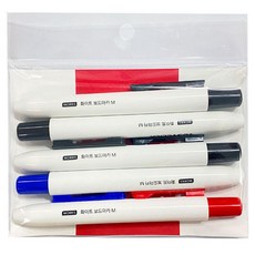 MORRIS JUSTCLICK M型白板筆 黑色3支+藍色+紅色組合, 黑色、藍色、紅色, 5支