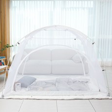 DDASUMI TENT 蚊帳帳篷型床蚊帳+桿子組, 白色