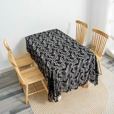 MA 블랙 레이스 할로윈 테이블보, 호박, 140 x 140 cm