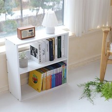 우드리퍼블릭 루미 낮은 책장, 화이트, 2단