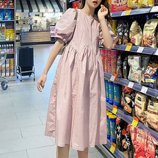 알럽핏 임부 벌룬슬리브 원피스