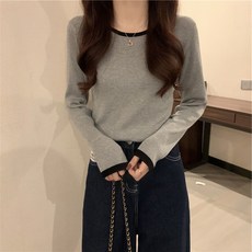 아이엠몽 여성용 루비오 라운드넥 베이직 긴팔 티셔츠