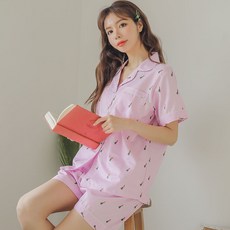 글램공감 여성용 미니 당근 반팔 투피스 잠옷 세트