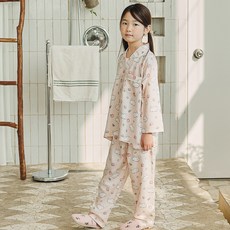 JJiniya 女孩浪漫貓莫代爾長袖睡衣上下套裝