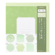 Midori 對折留言卡&留言貼紙 33284, 半透明綠, 1組