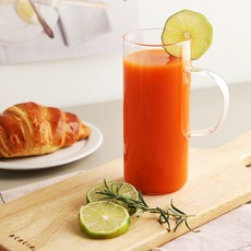홈카페 내열유리 심플 손잡이 롱머그컵 430ml, 투명, 2개