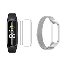 스토리링크 삼성 액정 보호필름 2p + 메탈스트랩 세트, 혼합색상(보호필름), 실버(스트랩)