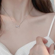젤루나 여성용 슬림 체인 리본 매듭 심플 레이어드 목걸이 M-79