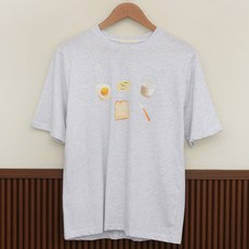 큐니걸스 여성용 에그모닝 오버핏 프린팅 반팔 티셔츠