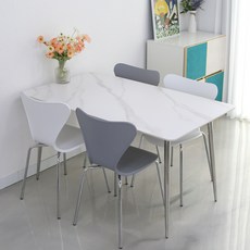 참갤러리 미드센추리 모던 1200 4인용 세라믹 직사각 식탁 + 의자 4p 세트 방문설치, 식탁(무광 마블 화이트), 의자(화이트, 그레이)