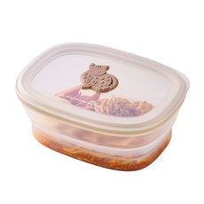 ZEN ZHOU 仁舟淨塑 矽密盒 1.2L 石虎, 食品級矽膠, 可微波, 可折疊便當盒, 1個